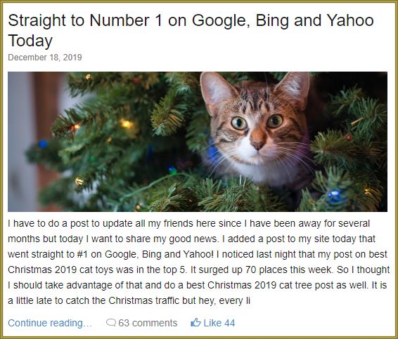 Number 1 on Goolge, Bing and Yahoo! Thanks to working from home