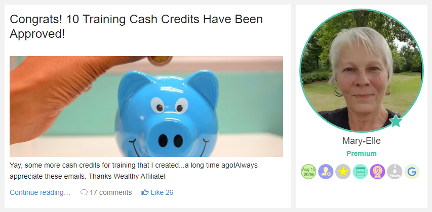 Cash Credits are awarded whenever one of your training reaches a minimum level of visits, likes, and engagement.